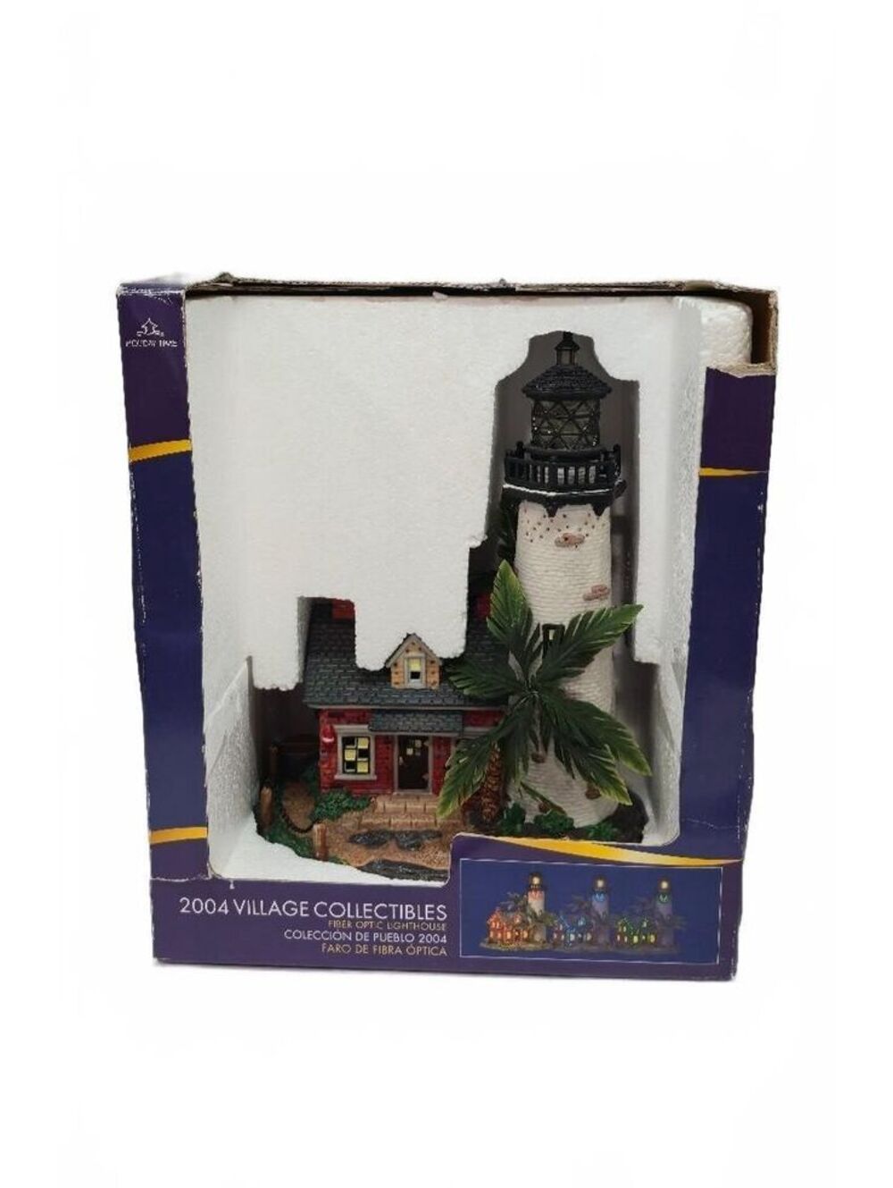 2004 Village Collectibles Fiber Optic Lighthouse Decoration